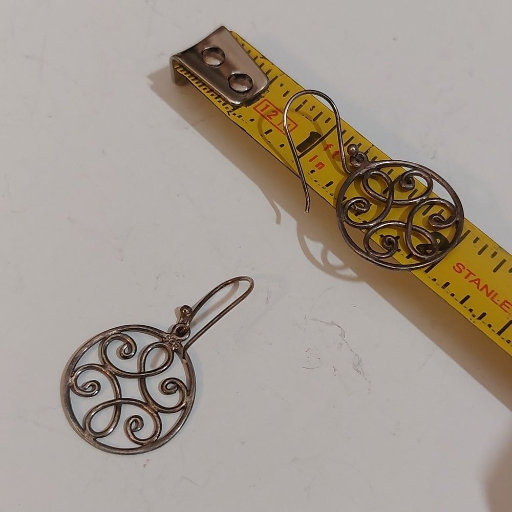 Solid Sterling Silver Celtic Scrolls Filigree Dan… - image 4